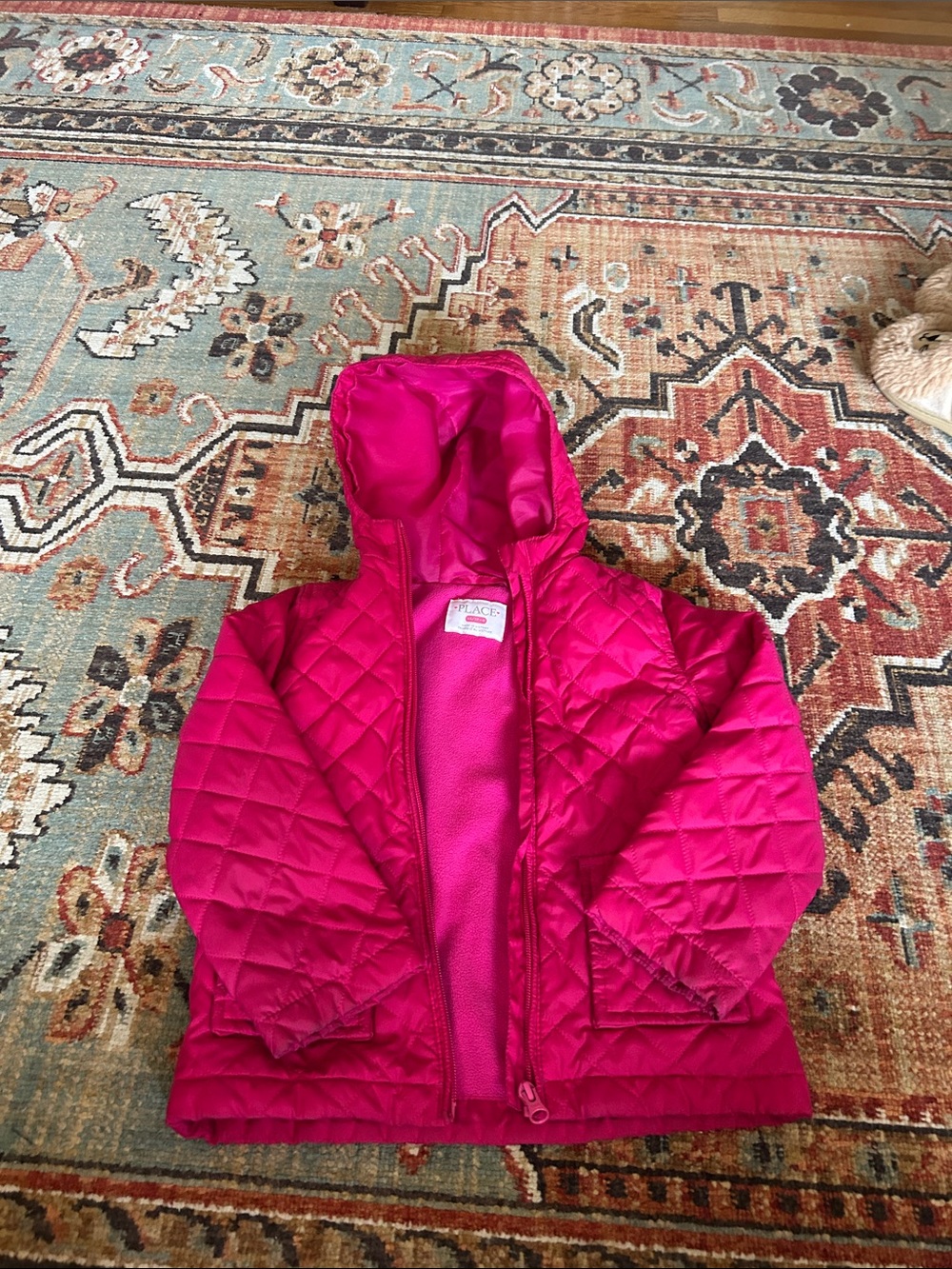 The Children's Place Quilted Hooded Puffer Jacket - Hot Pink